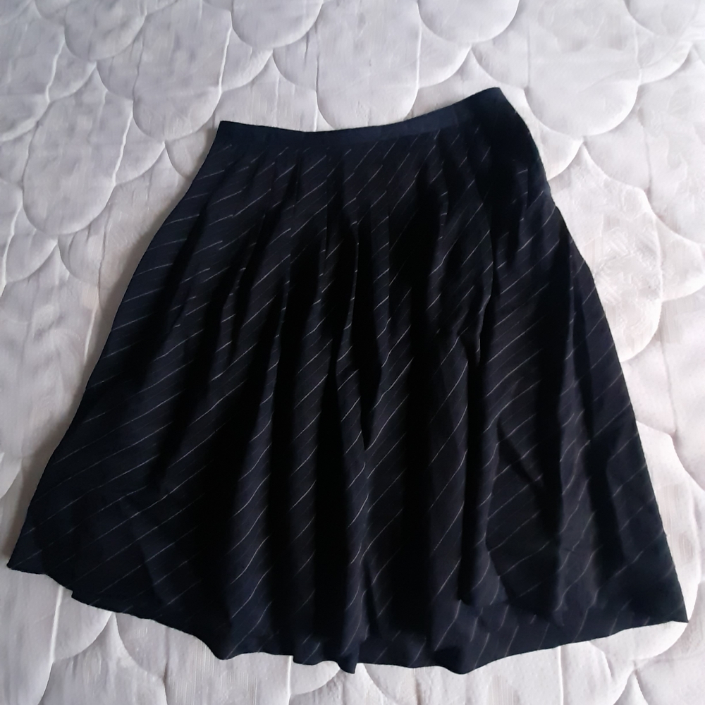 Anne Klein Black A-Line Skirt with Pinstripes